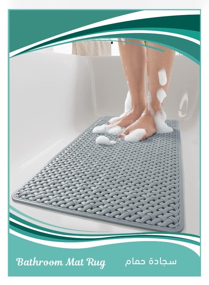 Arabest Bathtub Mat Non Slip with Suction Cups and Drain Holes, Soft Machine Washable Shower Mat Anti Slip Bath Mat for Tub for Kids (36x69cm Gray) - Image 1